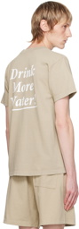 Sporty & Rich Taupe 'Drink More Water' T-Shirt