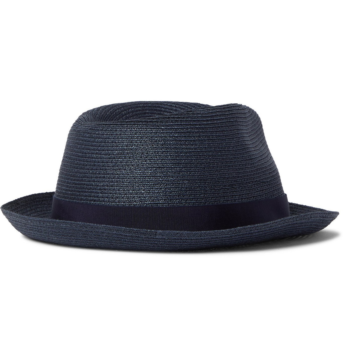 Borsalino Jules Grosgrain Trimmed Hemp Panama Hat Blue Borsalino