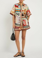 Alemais Michelle Printed Linen Shorts Multicoloured