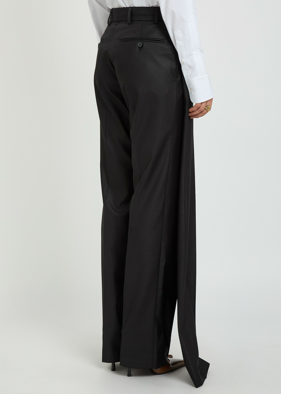 Bettter Double Leg Layered Wool-blend Trousers Black