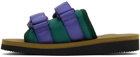 Suicoke Purple & Green MOTO-Cab Sandals