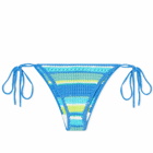 GANNI Women's Crochet String Bikini Briefs in Blue Curacao