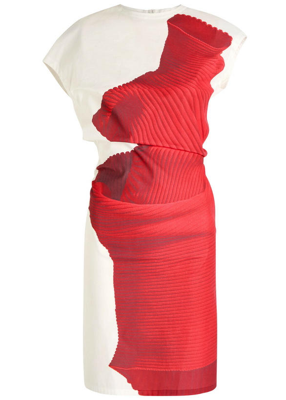 Photo: Issey Miyake Printed Cotton-blend Poplin Midi Dress Red