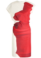 Issey Miyake Printed Cotton-blend Poplin Midi Dress Red