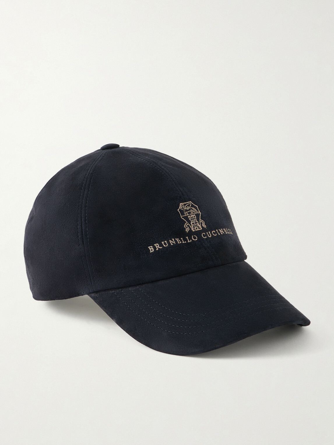 Brunello Cucinelli - Logo-Embroidered Suede Cap - Blue