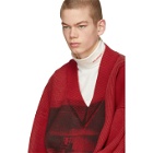 Calvin Klein 205W39NYC Red and Black Oversized V-Neck Sweater