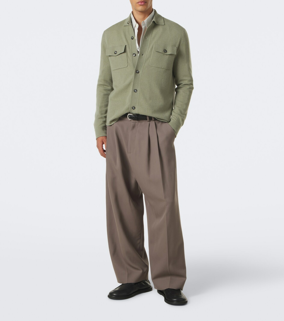 Allude Knitted wool and cashmere shirt