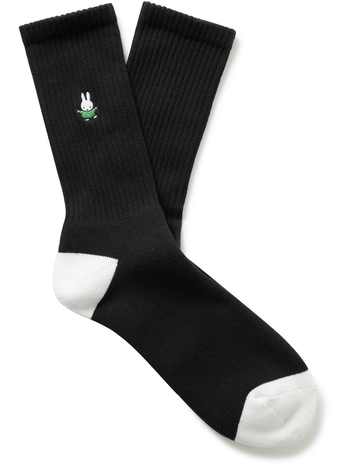 Photo: POP TRADING COMPANY - Miffy Logo-Embroidered Ribbed Cotton-Blend Socks