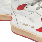 Golden Goose Men's Sky Star Leather Sneakers in White/Red