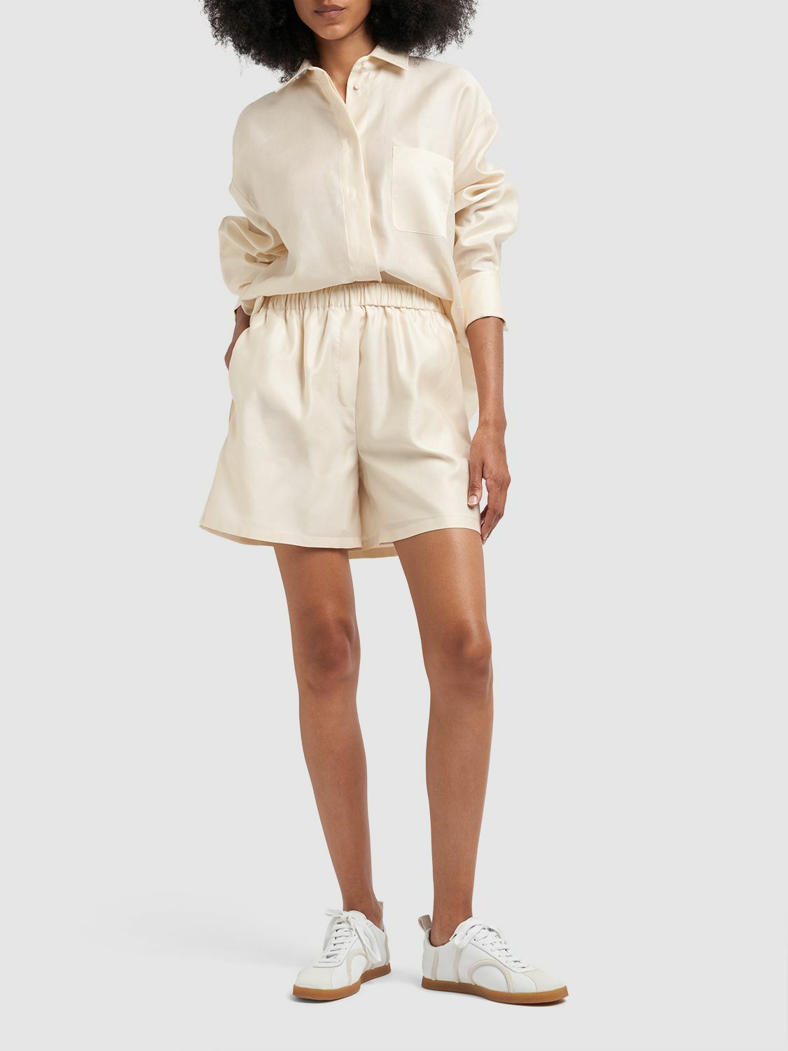 MAX MARA - Piadena Cotton High Waist Shorts Max Mara