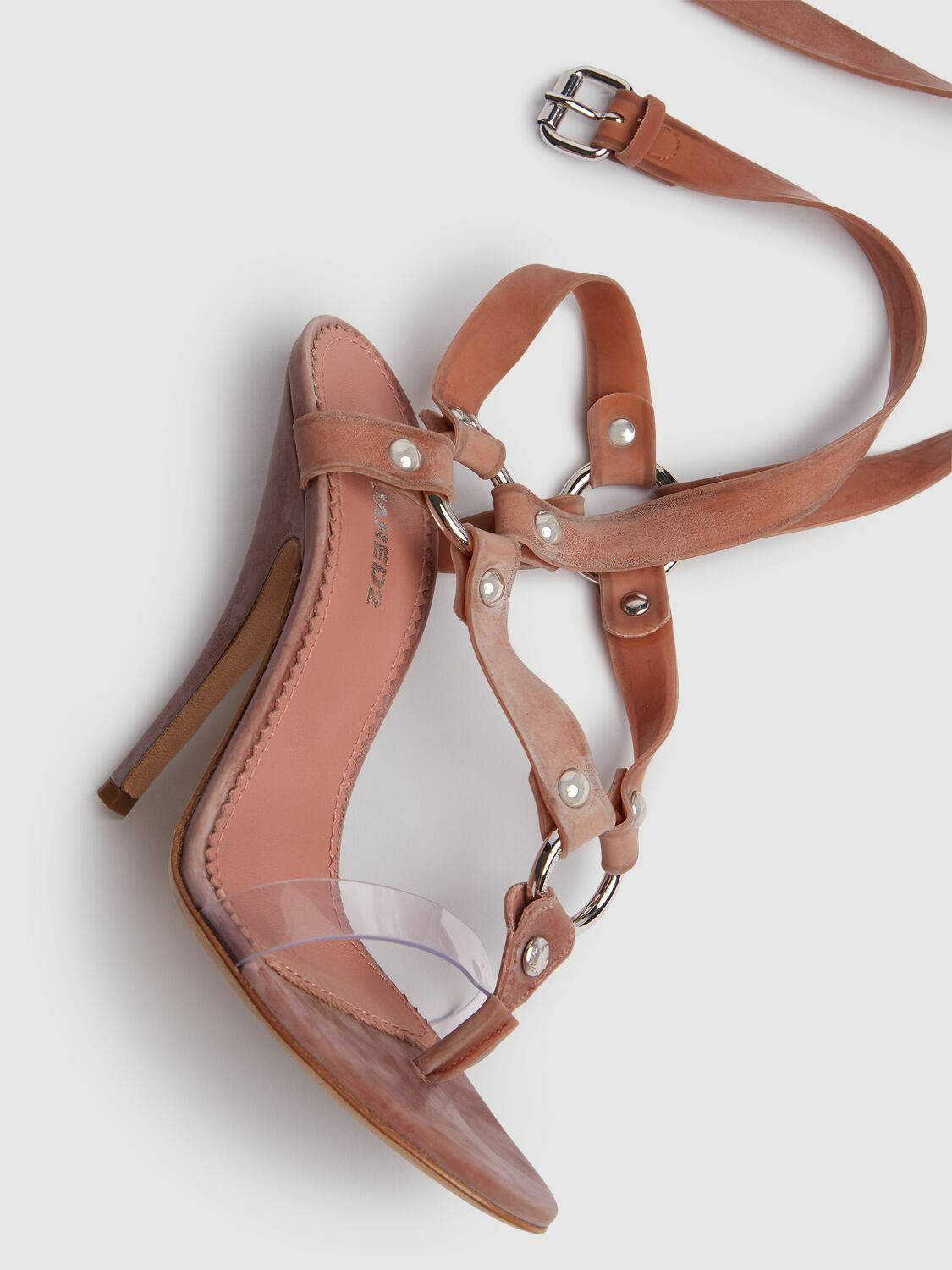 【送料&関税込】Dsquared2 Ankle Strap Sandals Dsquared2 Leather Ankle-Strap Sandals with Silver-Tone
