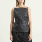 ST. Agni Women's Woven Leather Square Neck Top in Black