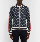 Gucci - Striped Logo-Intarsia Cotton Track Jacket - Navy