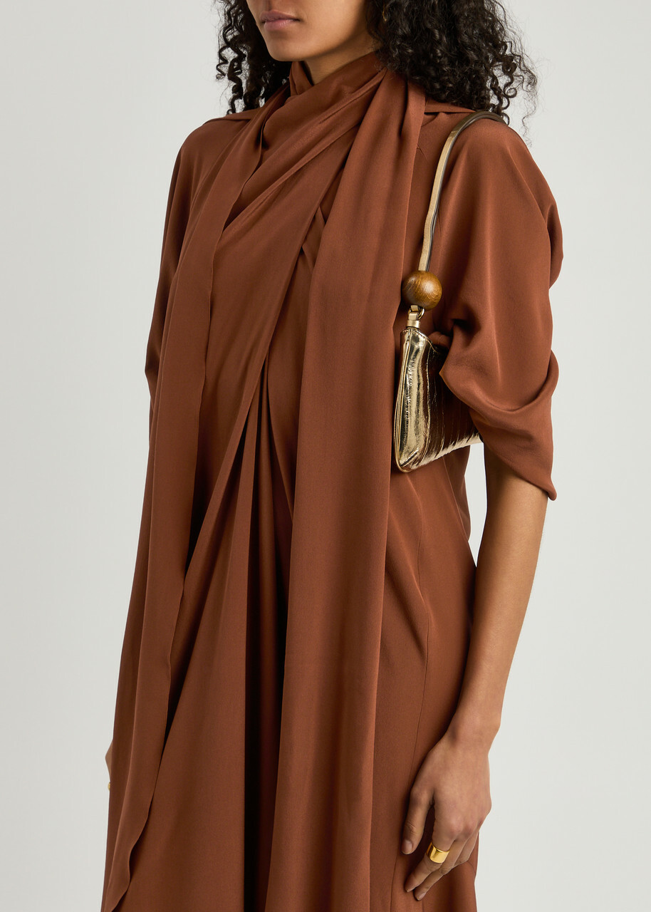 Petar Petrov The Ghost Who Walks Draped Silk Maxi Dress Brown