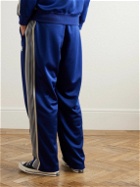 Needles - Bootcut Webbing-Trimmed Logo-Embroidered Tech-Jersey Track Pants - Blue