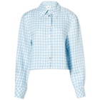 Sleeper Women's Safari Crop Shirt in Blue/White