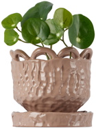 GERSTLEY Taupe Mini Scalloped Planter