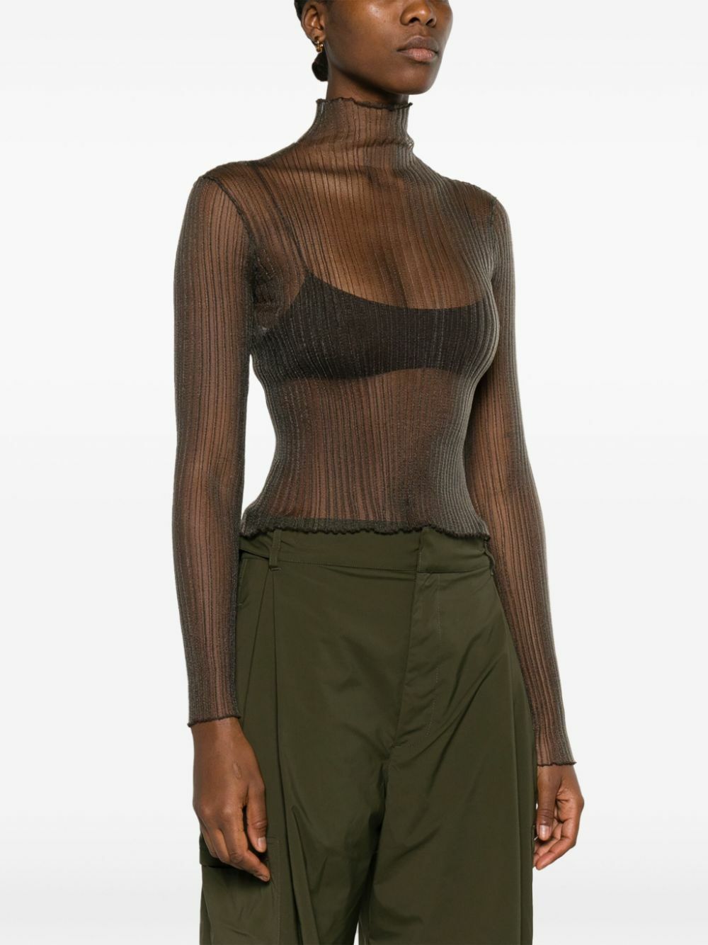 AISLING CAMPS Grey Modern Mist Sheer Long Sleeve Top