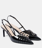 Gucci Seraphine patent leather slingback pumps