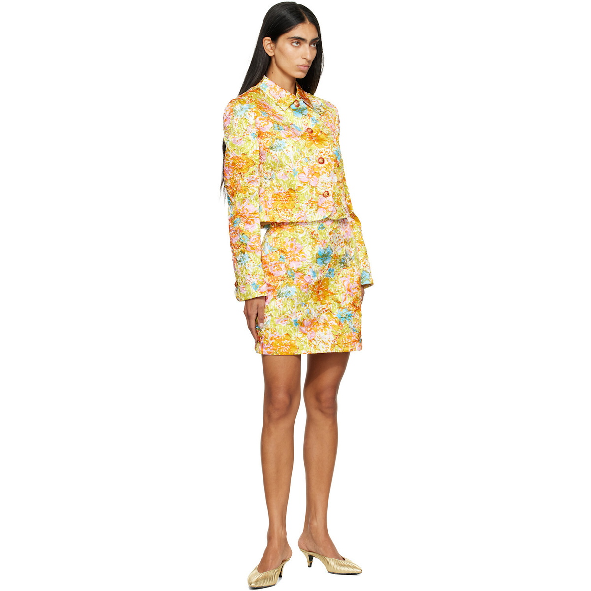 Versace Multicolor Printed Silk Duchesse Jacket