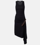 Loewe Belted ribbed-knit draped cotton-blend midi dress
