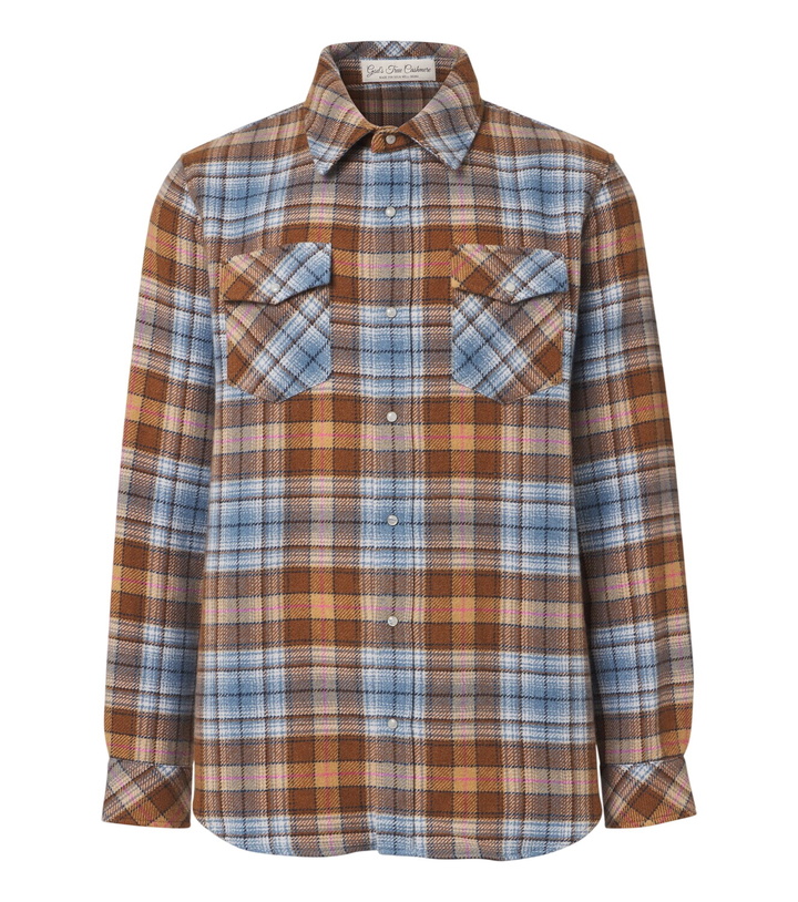 Photo: God's True Cashmere Nomad plaid cashmere shirt with moonstones