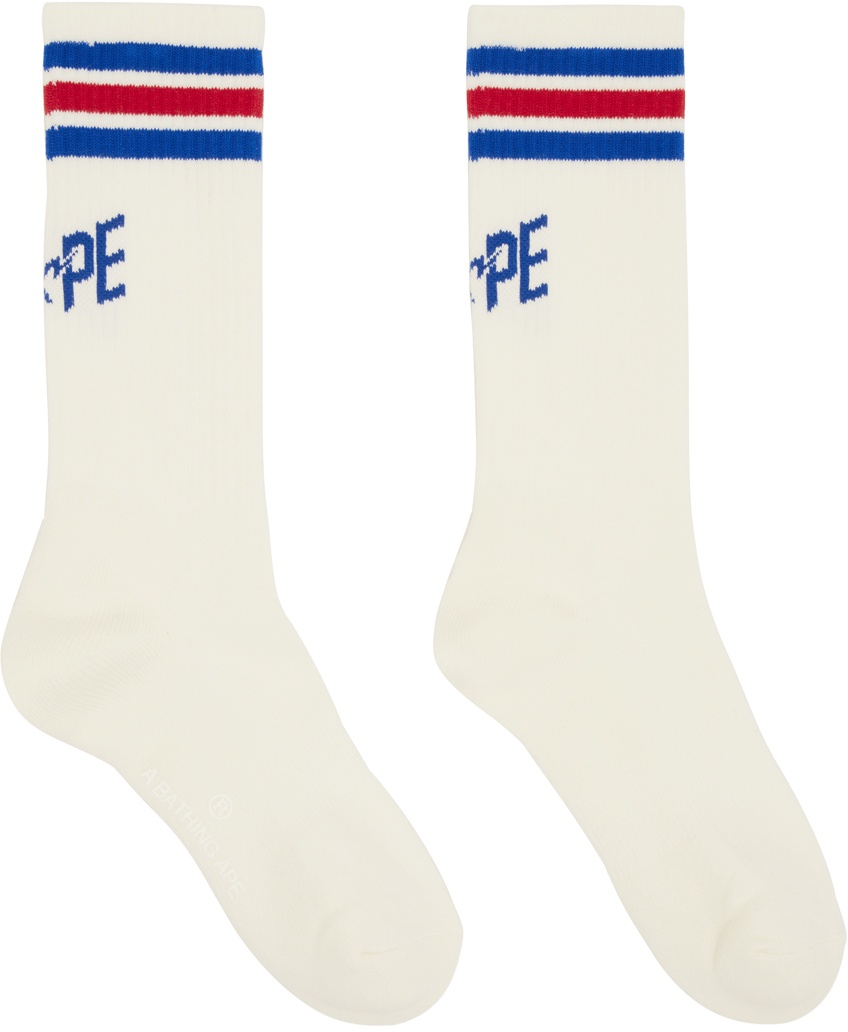 Photo: BAPE White STA Line Socks