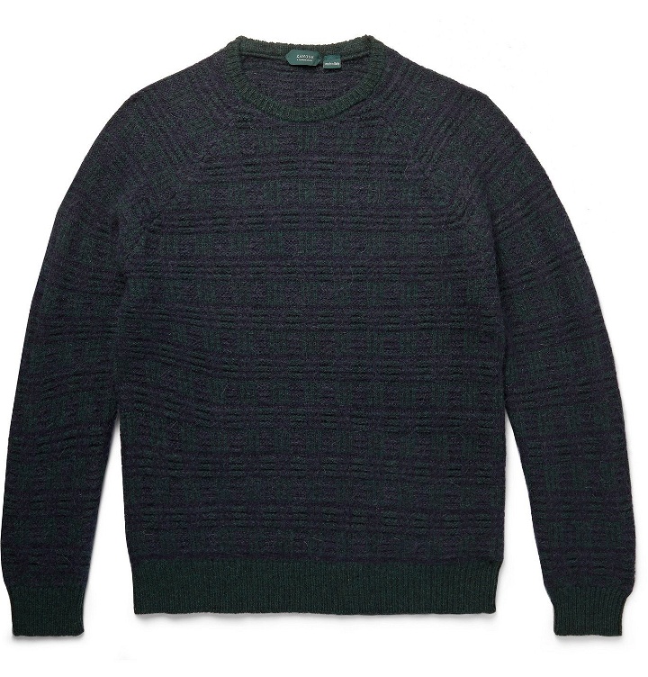 Photo: Incotex - Checked Virgin Wool-Blend Sweater - Green