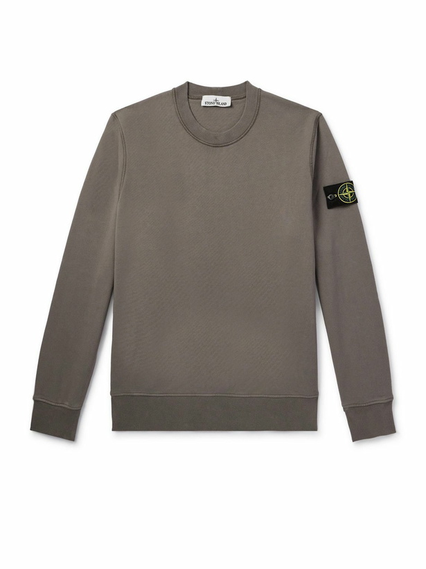 Photo: Stone Island - Logo-Appliquéd Garment-Dyed Cotton-Jersey Sweatshirt - Brown