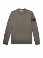 Stone Island - Logo-Appliquéd Garment-Dyed Cotton-Jersey Sweatshirt - Brown