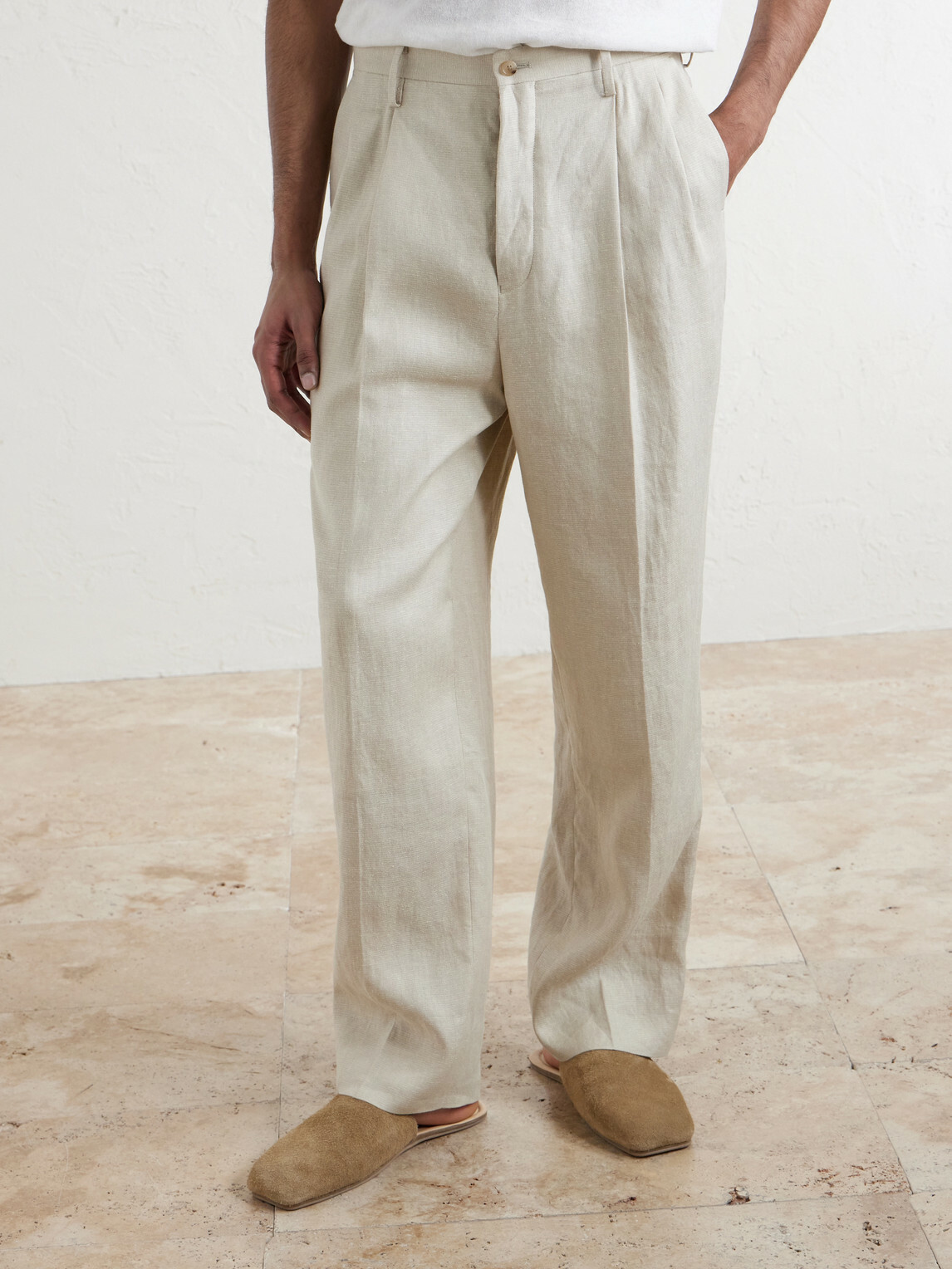 Kaptain Sunshine - Straight-Leg Linen and Silk-Blend Trousers - Neutrals
