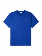 CELINE - Triomphe Logo-Embroidered Cotton-Jersey T-Shirt - Blue