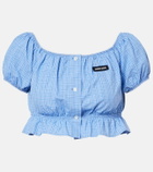 Miu Miu Checked cotton poplin crop top