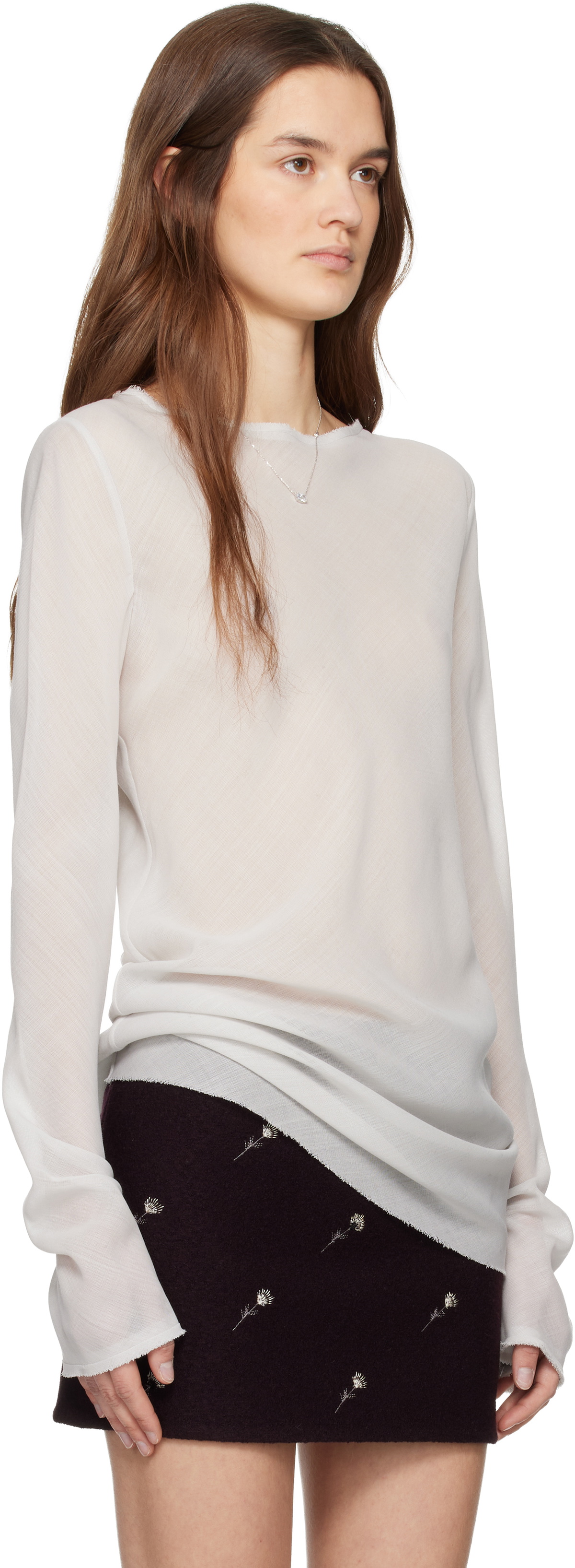 Rier Gray Wool Gauze Blouse