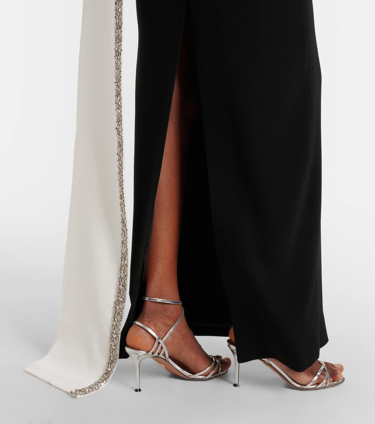 Roland Mouret Caped embellished satin crêpe gown