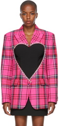 AREA Pink Check Heart Cut-Out Blazer