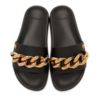 Versace Black Leather Medusa Chain Pool Slides