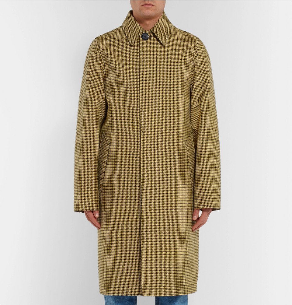 AMI Oversized Houndstooth Virgin Wool and Cotton Blend Coat Men Yellow AMI