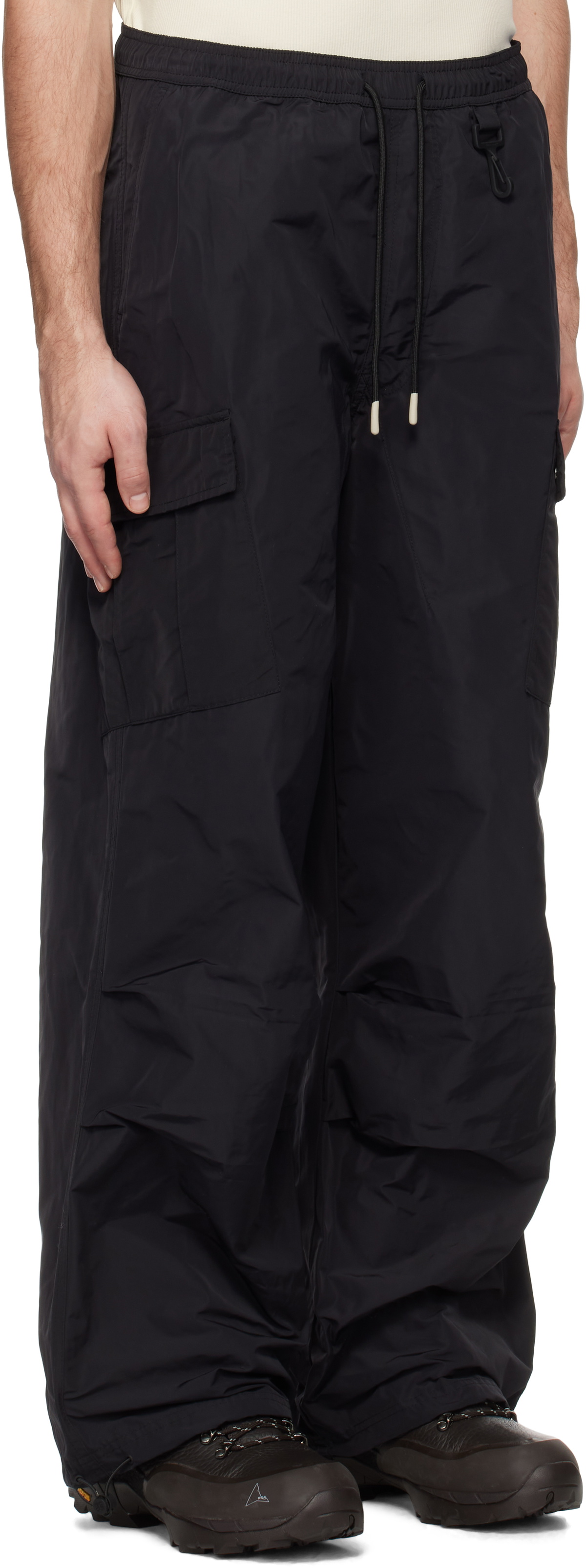 RCOS Black Parachute Cargo Pants