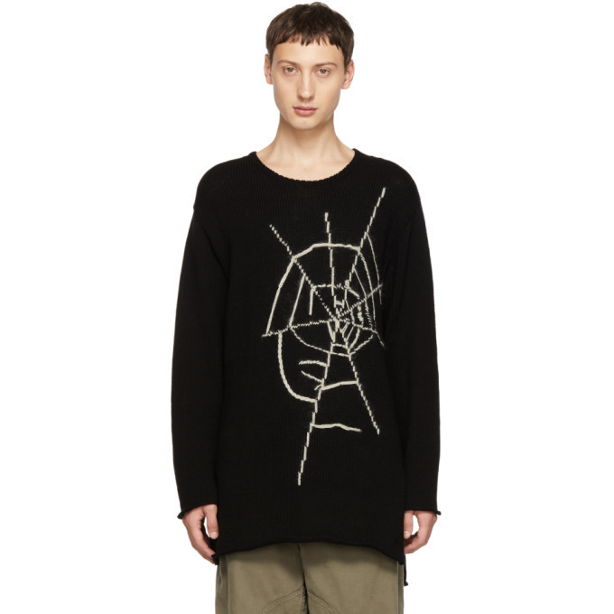 Photo: Yohji Yamamoto Black Spiderweb Crewneck Sweater