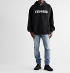 Vetements - Oversized Printed Fleece-Back Cotton-Blend Jersey Hoodie - Black