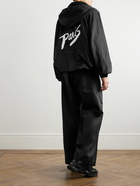 RRR123 - Abbots Appliquéd Logo-Embroidered Satin-Trimmed Nylon Hooded Track Jacket - Black