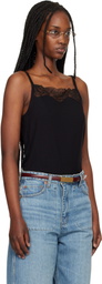 Re/Done Black Lace Ribbed Camisole