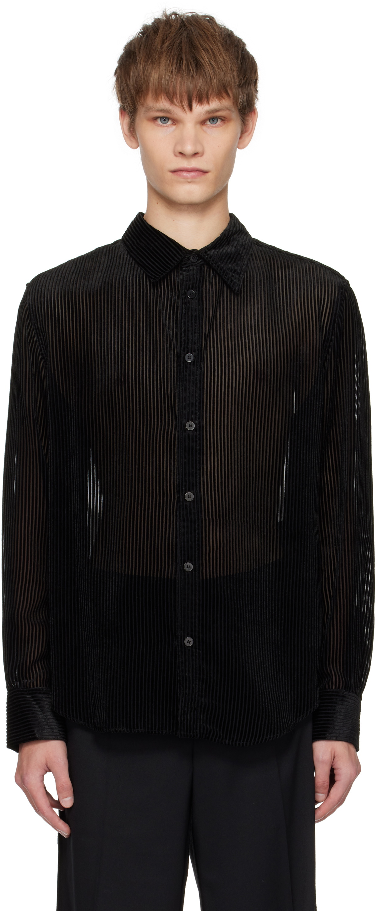 LGN Louis Gabriel Nouchi Black Striped Shirt