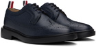 Thom Browne Navy Rubber Sole Longwing Brogues