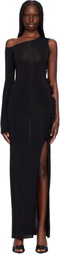 Nensi Dojaka Black One Shoulder Maxi Dress