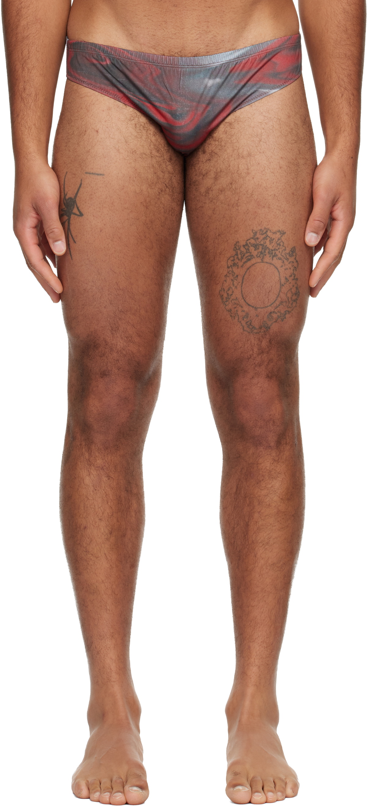Jean Paul Gaultier Red 'The Blurry Roses' Swim Briefs