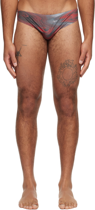 Photo: Jean Paul Gaultier Red 'The Blurry Roses' Swim Briefs