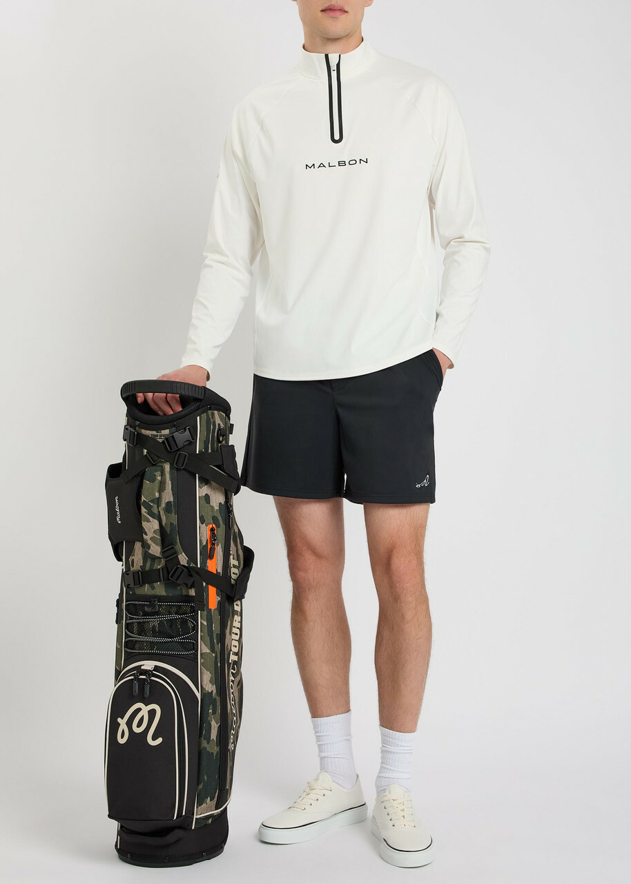 Malbon Performance Logo Half-zip Stretch-jersey top White