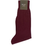 Berluti - Ribbed Cotton Socks - Men - Burgundy